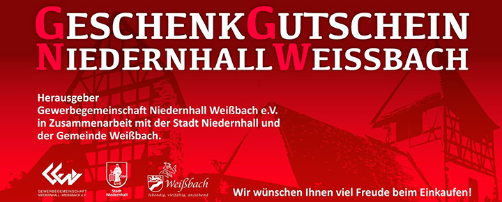 Geschenk Gutschein Niedernhall Weißbach